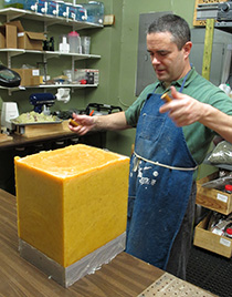 Chris preps to slice up a fresh block.