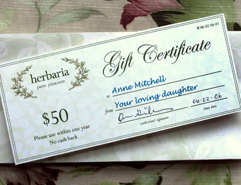 herbaria all natural handmade soap gift certificates