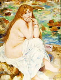 woman bathing with herbaria all natural handmade soap painting