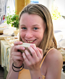 young girl with Herbaria Vanilla soap photo