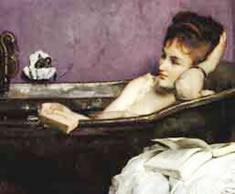 woman bathing with herbaria all natural soap